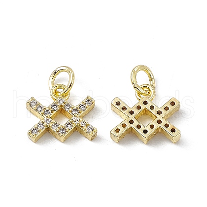 Real 18K Gold Plated Brass Micro Pave Clear Cubic Zirconia Charms KK-E068-VB411-11-1