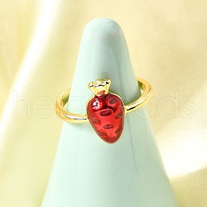Brass Enamel Cuff Open Rings for Women RJEW-F184-13A-G-1