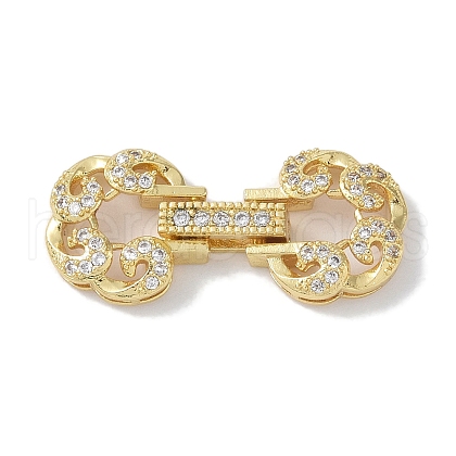Rack Plating Brass Micro Pave Clear Cubic Zirconia Fold Over Clasps KK-NH0002-03B-G-1