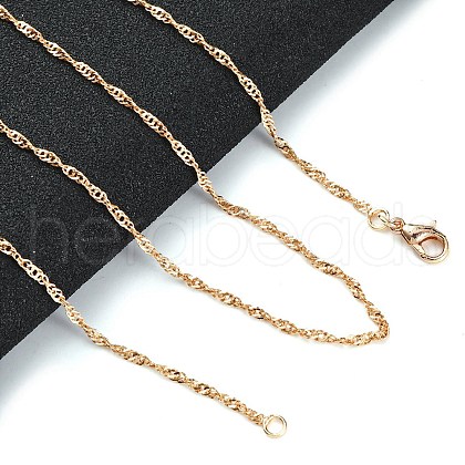 1.5mm Rack Plating Brass Singapore Chain Necklaces for Women Men MAK-L044-28KCG-1