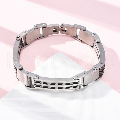 304 Stainless Steel Panther Chain Bracelets for Women Men BJEW-R018-03P-1