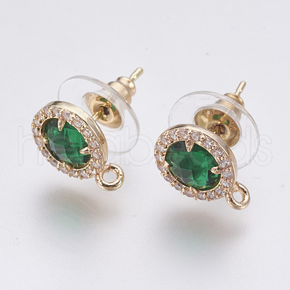 Faceted Glass Stud Earring Findings X-GLAA-F084-B02-1