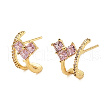 Rack Plating Heart Brass Stud Earrings EJEW-N055-32G-RS-1