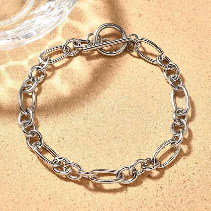 Tarnish Resistant Unisex 304 Stainless Steel Figaro Chain Bracelets BJEW-H541-06A-P-1