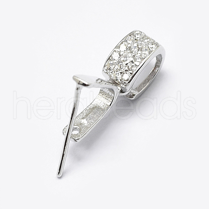 Anti-Tarnish Rhodium Plated 925 Sterling Silver Micro Pave Cubic Zirconia Pendant Bails STER-P034-43P-1