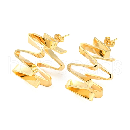 Rack Plating Brass Twist Wave Stud Earrings EJEW-P240-09G-1