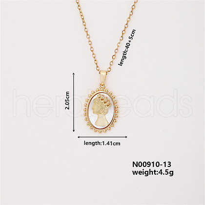 Elegan Brass Micro Pave Cubic Zirconia Oval with Women Pendant Necklace for Women YM2366-1-1