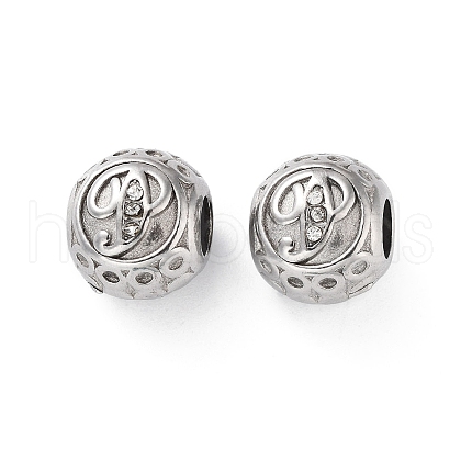 304 Stainless Steel Rhinestone European Beads STAS-A092-10P-P-1