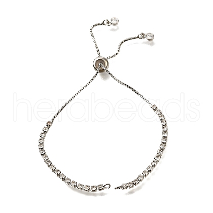 Adjustable Brass Clear Cubic Zirconia Slider Bracelet Making KK-L230-15P-1