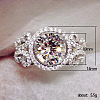 Flat Round Brass Micro Pave Clear Cubic Zirconia Finger Rings for Women FS-WG22049-02-4