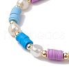 4Pcs 4 Colors Flat Round Polymer Clay Beads Stretch Bracelets for Women BJEW-JB11647-4