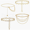 4Pcs 4 Styles Alloy Link Chian Waist Body Chains for Jeans Dresses WG49084-01-2