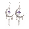 Alloy Moon with Star Chandelier Earrings EJEW-JE05224-3