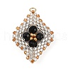 Faceted Round Synthetic Blue Goldstone & Handmade Glass Seed Beaded  Pendants PALLOY-MZ00757-01-1