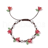 4Pcs Round Natural Quartz Crystal Braided Bead Bracelets BJEW-TA00593-3