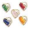 5Pcs 5 Color Glass & Natural Shell Beaded Pendants PALLOY-TA00076-1