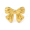 Ion Plating(IP) 304 Stainless Steel Bowknot Open Cuff Ring for Women RJEW-C083-06G-2