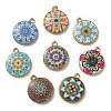 40Pcs 8 Styles Alloy Printed Pendants PALLOY-CJ0002-54-7