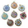 40Pcs 8 Styles Alloy Printed Pendants PALLOY-CJ0002-54-7