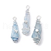 Electroplated Natural Quartz Crystal Dyed Copper Wire Wrapped Pendants PALLOY-JF02327-04-1