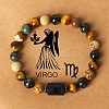 12 Constellations Natural Tiger Eye & Picture Jasper Round Beaded Stretch Bracelets for Men Women WG21EC3-02-1