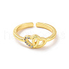 Clear Cubic Zirconia Interlocking Heart Open Cuff Ring RJEW-H127-08G-2