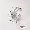 Brass Micro Pave Cubic Zirconia Square Cuff Ring for Women IR0623-2-1