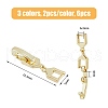 SUPERFINDINGS 6Pcs 3 Colors Barss Fold Over Clasps FIND-FH0008-50-2
