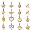 16Pcs 8 Style Rack Plating Brass Pave Cubic Zirconia Pendants KK-TA0001-44-1