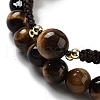 Natural Tiger Eye Round Beaded Stretch Bracelets & Braided Bead Bracelets BJEW-K251-04C-2