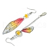 4 Set 4 Color Resin Wing with Feather Asymmetrical Earrings EJEW-TA00175-3