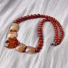 Natural Red Agate Faceted Bib Graduated Beaded Necklaces for Women NJEW-B128-01I-3