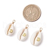 Copper Wire Wrapped Natural Cowrie Shell Pendants PALLOY-JF03554-03-2