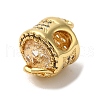 Flower Rack Plating Brass Micro Pave Cubic Zirconia European Beads KK-G511-04A-G-3