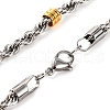 304 Stainless Steel Rope Chain Necklaces for Women NJEW-G140-15GP-3