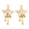 Brass Micro Pave Cubic Zirconia Pendants KK-E090-33G-1