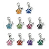 10Pcs 10 Colors Glitter Dog Paw Print Alloy Enamel Pendant Decoration HJEW-JM02272-1