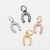 CZ Brass Micro Pave Cubic Zirconia Horse Shoe Charms ZIRC-L018-13-1