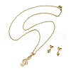 Musical Note 201 Stainless Steel Pendant Necklaces & Stud Earrings Sets for Women SJEW-Q025-03G-4