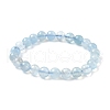 Natural Aquamarine Round Bead Stretch Bracelets for Men Women BJEW-U034-01C-05-4