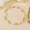 Bohemian Style Brass & Imitation Pearl Stretch Bracelets for Women XJ7717-3
