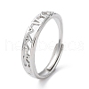 Non-Tarnish 304 Stainless Steel Hollow Heart Beat Adjustable Rings RJEW-D006-14P-1