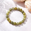Frosted Natural TaiWan Jade Round Beaded Stretch Bracelets for Women Men BJEW-JB11478-03-2