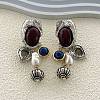 Elephant Alloy Plastic Dangle Stud Earrings EJEW-Q035-01AS-1