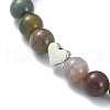 Natural Mixed Gemstone Round & Synthetic Hematite Arrow & Alloy Heart Beaded Stretch Bracelet for Women BJEW-JB09374-3