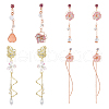 FIBLOOM 4 Pair 4 Style Resin Petal & Sakura Flower Dangle Stud Earrings EJEW-FI0003-15-1