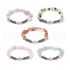 Natural Mixed Gemstone Chips & Synthetic Hematite & Alloy Cross Beaded Stretch Bracelet for Women BJEW-JB09234-1