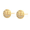 Flat Round with Butterfly Brass Micro Pave Clear Cubic Zirconia Stud Earrings EJEW-H162-02G-4