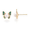 Brass Natural Pearl Stud Earrings PEAR-N020-08E-2
