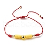 Flat Round with Evil Eye Resin Braided Beads Bracelet BJEW-JB07336-2